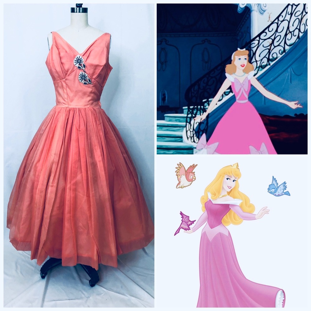 Vintage peachy pink Prom Dress from the 1950s